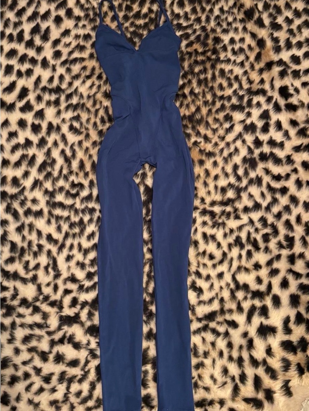 Zara Navy Blue Slim Spaghetti-Strap Jumpsuit